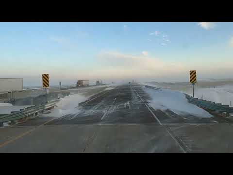 Blowing snow in western Nebraska on I-80