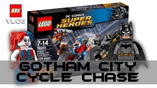 YouTube thumbnail: LEGO Super Heroes Batman Gotham City Cycle Chase 76053 Speed Build Unboxing Review