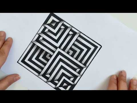 Op art,Optical Illusion Art tutorial step by step,Geometric Drawing,trick art