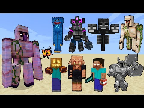 Enchanted Iron Golem vs Minecraft Bosses & Mini bosses - Minecraft Boss Battle
