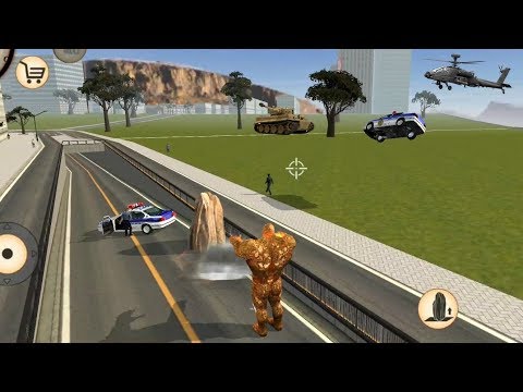Stone Giant - (Stone Man Fight Policeman) - Stone Giant Destroy Police Car and Tank - Gameplay HD