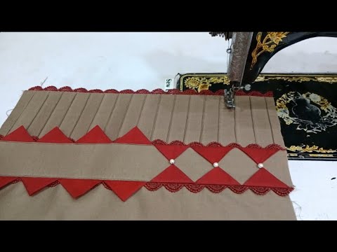 Trouser Design with Fabric Patti || Pintex Trouser Design Cutting and Stitching