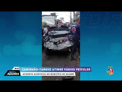 Acidente em município de Nazaré: Caminhão tanque atinge vários veículos | ARATU AGORA |TV ARATU