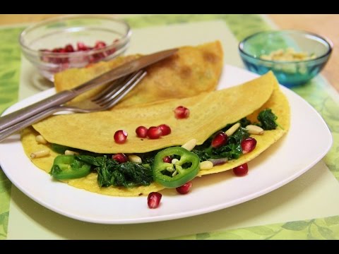 Vegan Spinach Jalapeno Omelette Cheela or Chilla Recipe | Perfect Protein Iron Breakfast