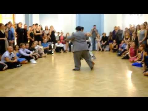  Alejandra Mantinan  and  Aoniken Quiroga  are  dancing  to  a  tango