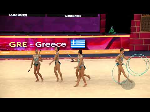 Greece (GRE) - 2019 Rhythmic Worlds, Baku (AZE) - Qualifications 3 Hoops + 2 Pairs Of Clubs