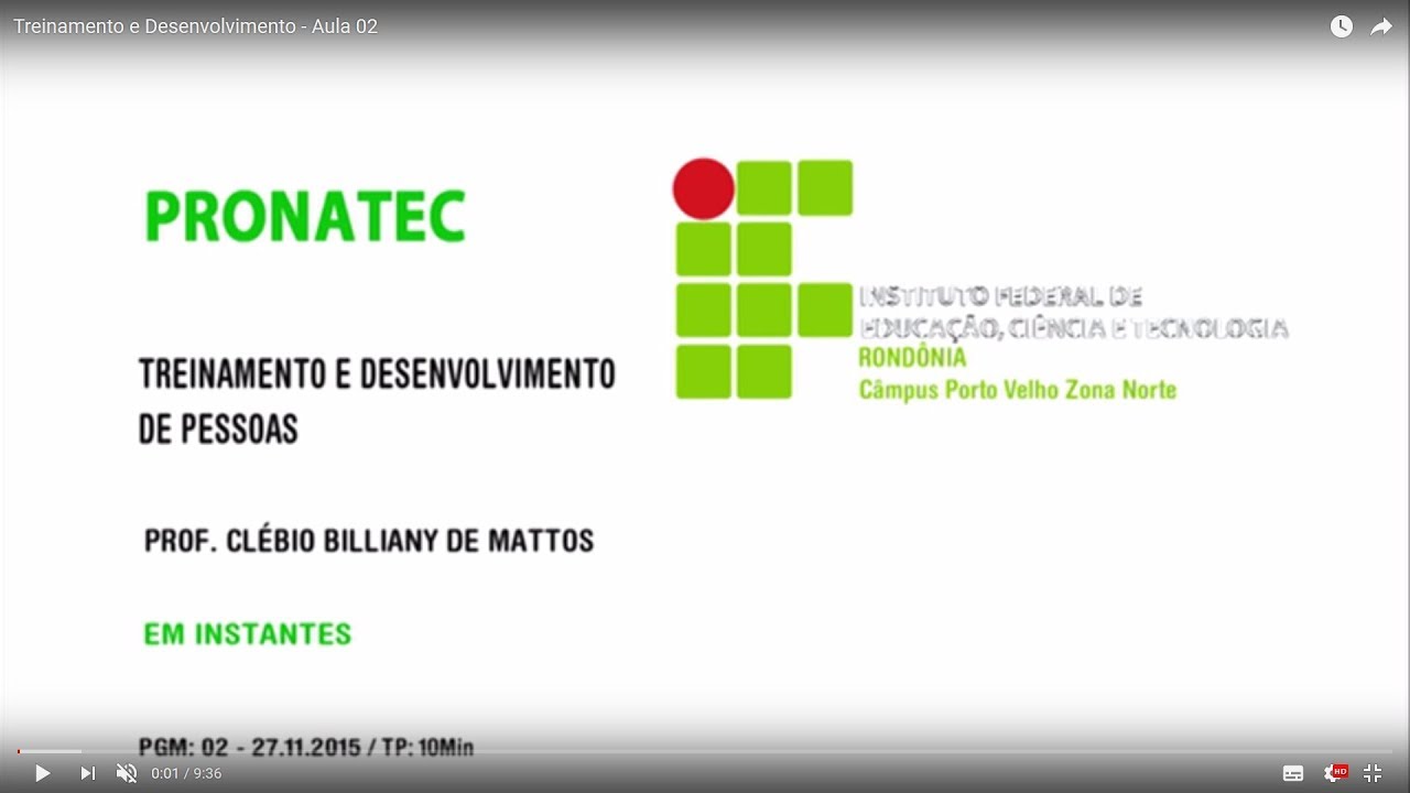 Treinamento e Desenvolvimento - Aula 02