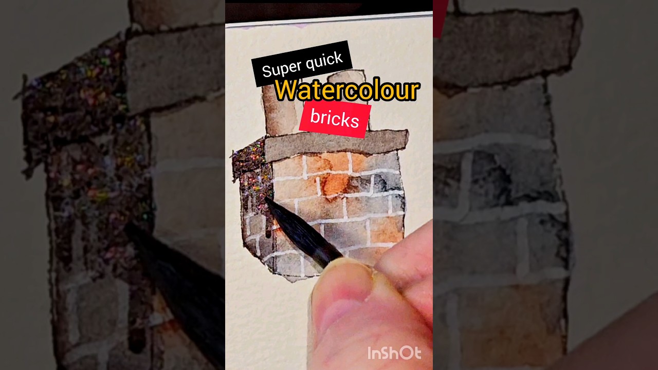 easy watercolour bricks for beginners  #beginnerwatercolour #howto paintwatercolorbricks