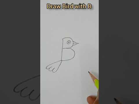Draw a bird with letter B #shorts #ytshorts #youtubeshorts