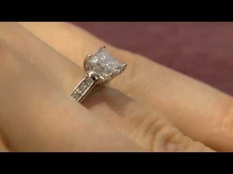 PR1022 Princess Cut 0.85 carat pave Set Diamond Engagement ring