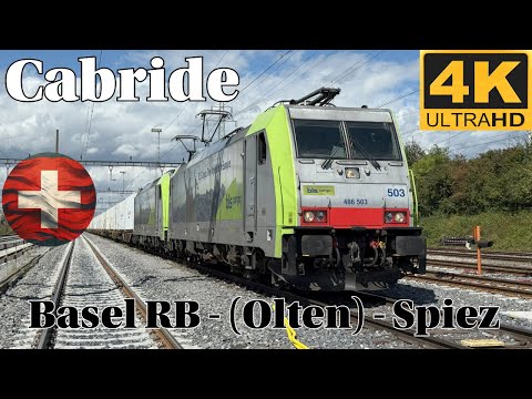 🚆🇨🇭 4K CABRIDE 🚆 Basel RB - (Olten) - Spiez / Re 486 BLS Cargo
