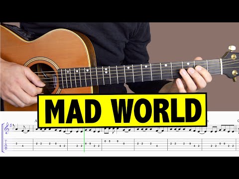 Mad World - Guitar Tutorial - Gary Jules (MELODY)