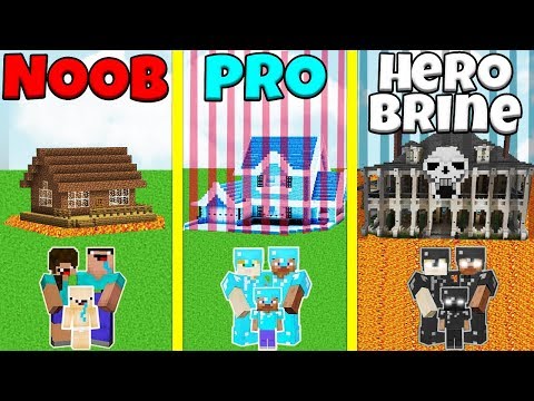 TEN - Minecraft Animations - Minecraft Battle: NOOB vs PRO vs HEROBRINE: SAFEST FAMILY HOUSE BUILD CHALLENGE / Animation