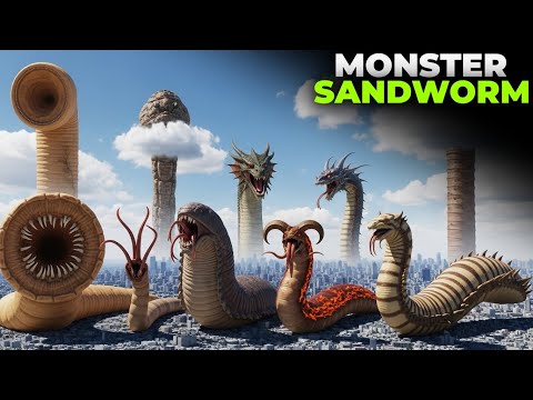 Colossal Worms Size Comparison 3D | Monster, Sandworm, God Worm