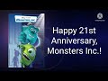 Happy 21st Anniversary Monsters Inc