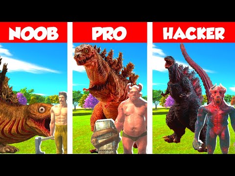 NOOB VS PRO VS HACKER: SHIN GODZILLA CREATING CHALLENGE IN ANIMAL REVOLT BATTLE SIMULATOR