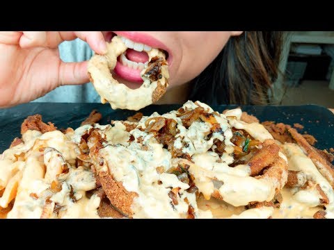 ASMR CHEESY ANIMAL STYLE FRIES + ONION RINGS like IN-N-OUT No Talking 먹방 suellASMR