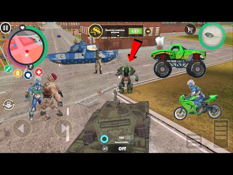 Rope Hero: Vice Town (Transformer Tank Fight Police Robot) Robot Tank on Slope - Android Gameplay HD