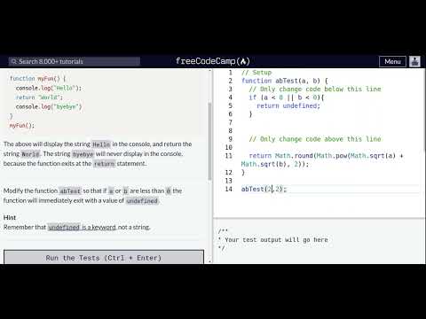 Lesson 81 Basic Javascript Return Early Pattern For Functions