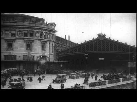 Procession of officials in automobiles on a road in Vienna, Austria. HD Stock Footage