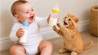 My Baby Shared His Bottle With a Kitten… And THIS Happened! 😂🐱🍼 | Funny Baby & Cat Videos 2026