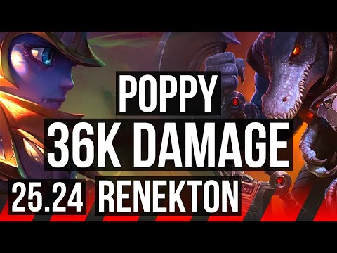 POPPY vs RENEKTON (TOP) | Good KDA: 6/1/15, 36K damage | EUW Master | 25.24
