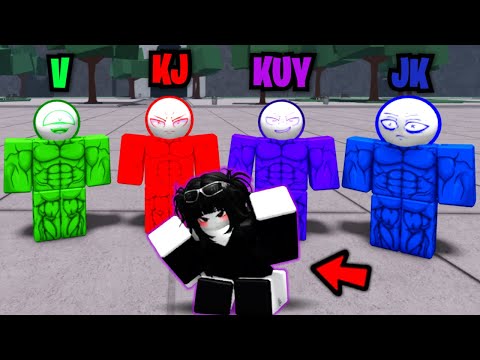 KJ, JK, KuyJuy, and V DESTROY Toxic PRO EGIRL In Roblox The Strongest Battlegrounds