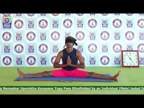 Longest Duration Holding Namaskar Upavistha Konasana Yoga Pose Blindfolded by (Male) - 20191767