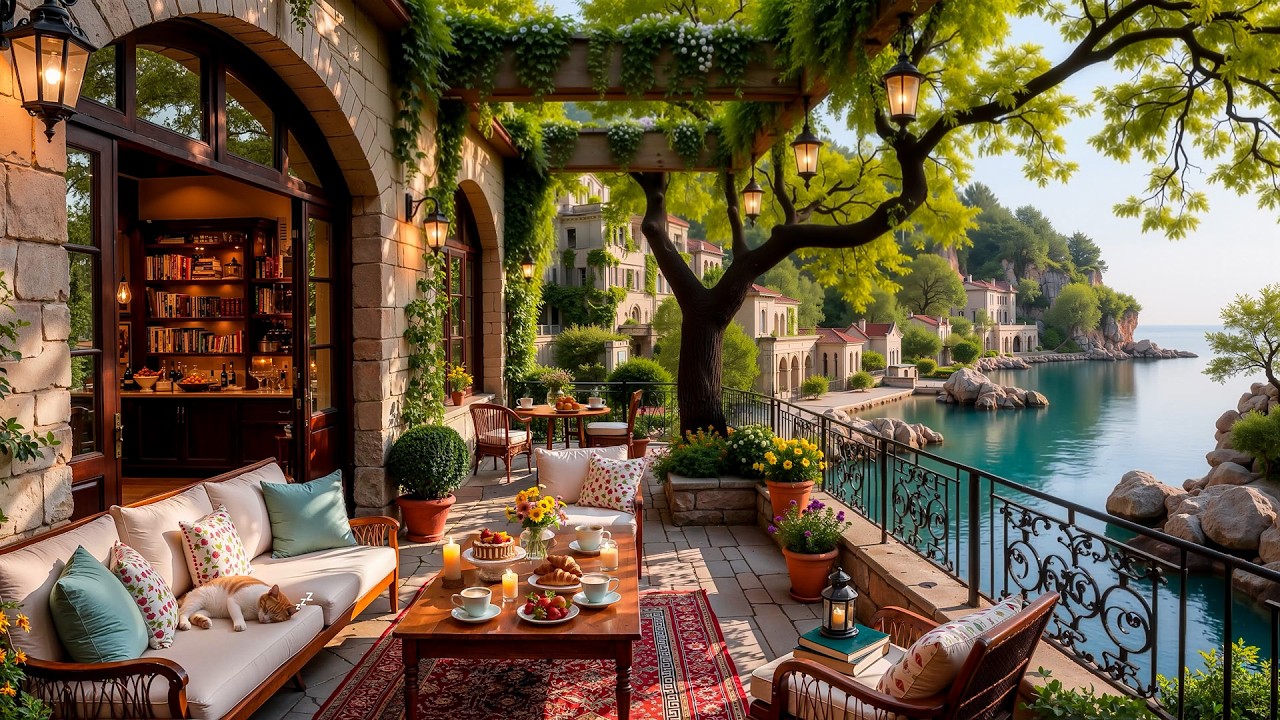 Charming Café by the River Jazz 🌿 Relaxing Jazz Music & Cozy Atmosphere for Relaxation