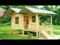 [TIMELAPSE] START to FINISH Alone BUILD LOG CABIN (Wooden House) - Woodworking build wooden house