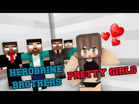 MONSTER SCHOOL: MONSTER BECAME GIRLS - HEROBRINE BROTHERS BECAME PRETTY GIRL (FUNNY ANIMATION)