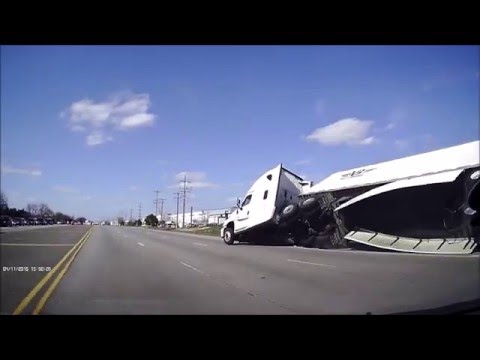 Tractor Trailer Flips on Dash Cam