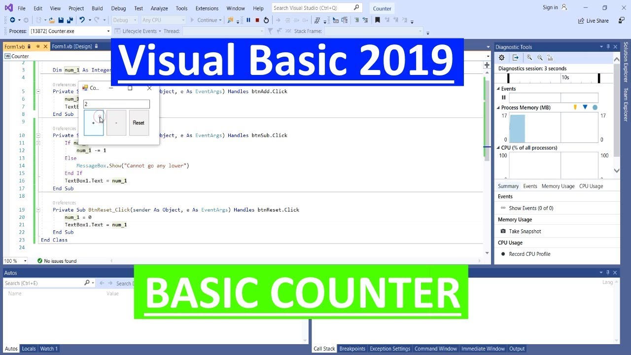 Introduction to Visual Basic Series  - Basic Counter Application