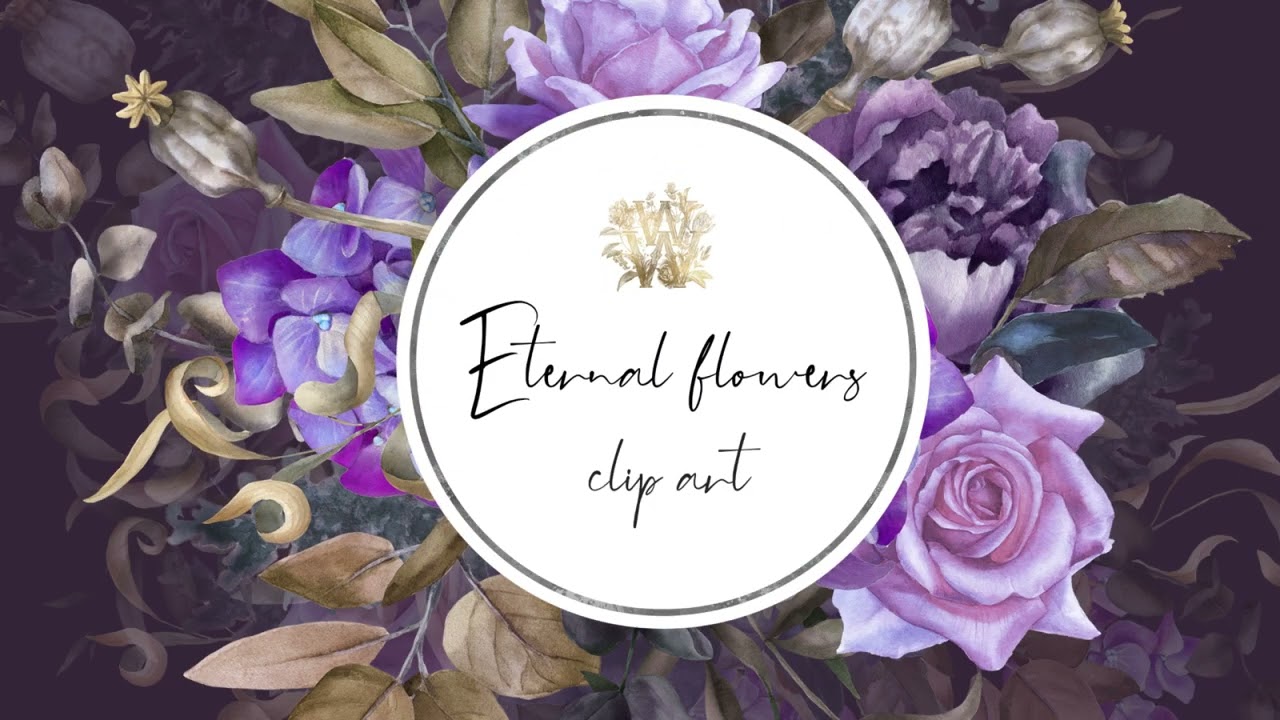 Watercolor gothic border clipart, purple floral clip art, Halloween PNG,  witch wedding