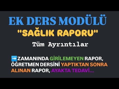 EK DERS MODÜLÜ "Sağlık Raporu" Tüm Soruların Cevabı