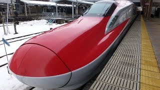 preview picture of video 'Japan Trains: Shinkansen E6 series at Akita, 30Dec14'