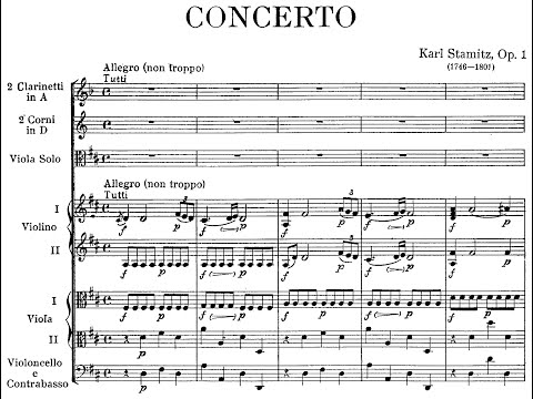 Viola Concerto in D Major Op.1 By Carl Stamitz (with Beyer Cadenza) (with Score) (READ DESCRIPTION)