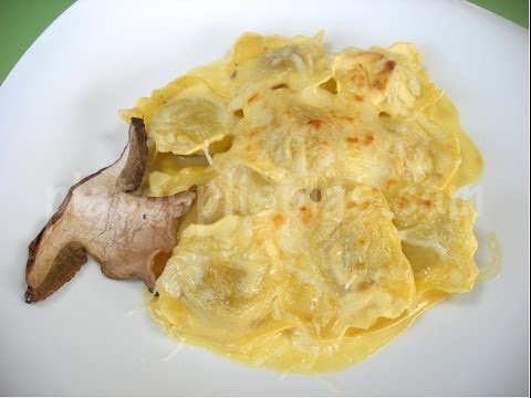 Ravioli con setas a la crema