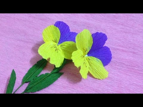 How to Make Pansy Crepe Paper flowers - Flower Making of Crepe Paper - Paper Flower Tutorial Video