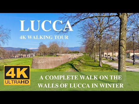4K UHD - WALKING ON LUCCA WALLS IN WINTER - 🇮🇹
