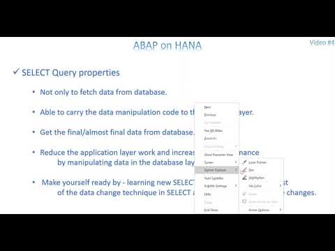Video 4: ABAP on HANA - Properties of  SELECT statement