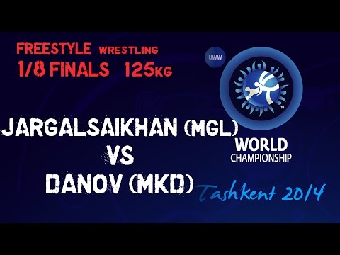 1/8 Finals - Freestyle Wrestling 125 kg - C JARGALSAIKHAN (MGL) vs B DANOV (MKD) - Tashkent 2014