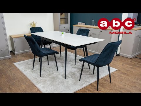 Set Masă Living Extensibilă DTM0101CS Bej cu 4 Scaune Tapițate KJC176 Negru 1