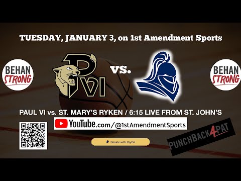 1/3/23 Behan Strong Invitational Basketball Tournament: PVI Panthers vs. St. Mary's Ryken Knights
