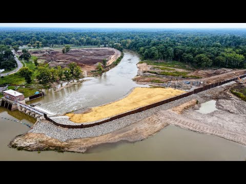 Sanford Dam (09-20-2022) -- Lift bridge disassembled.