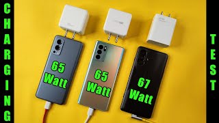 Oneplus nord 2 vs oppo reno 6 pro vs poco f3 gt charging speed test | 65 watt vs 65 watt vs 67 watt