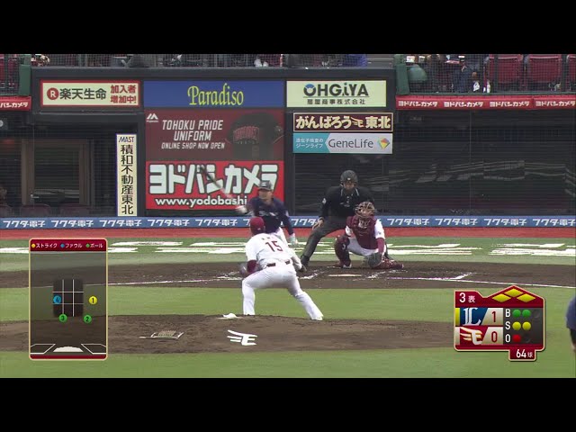 【3回表】満塁のチャンスを生かすライオンズ・森の2点タイムリーヒット!! 2018/4/14 E-L