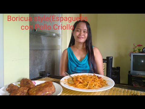 Spaghetti with chicken Boricua style(Espaguetis con...