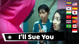 Squid Game Triangle &amp; Han Mi-nyeo &quot;I&#39;ll Sue You!&quot; in Different Languages, The Man with the Umbrella