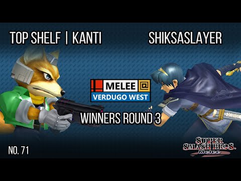 Melee @ Verdugo #71 - Top Shelf | Kanti (Fox) VS ShiksaSlayer (Marth) - SSBM - Winners Round 3